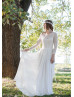 Long Sleeves Ivory Lace Chiffon Bohemian Wedding Dress